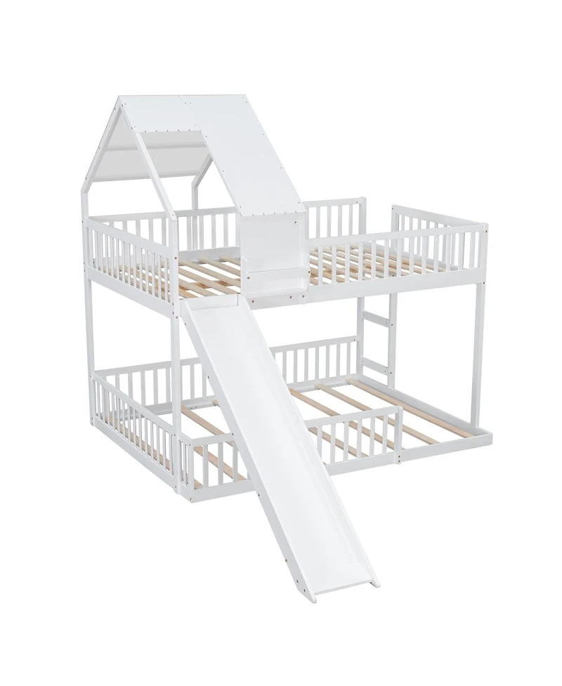 Streamdale Furniture Wood House Bunk Bed with Slide and Ladder