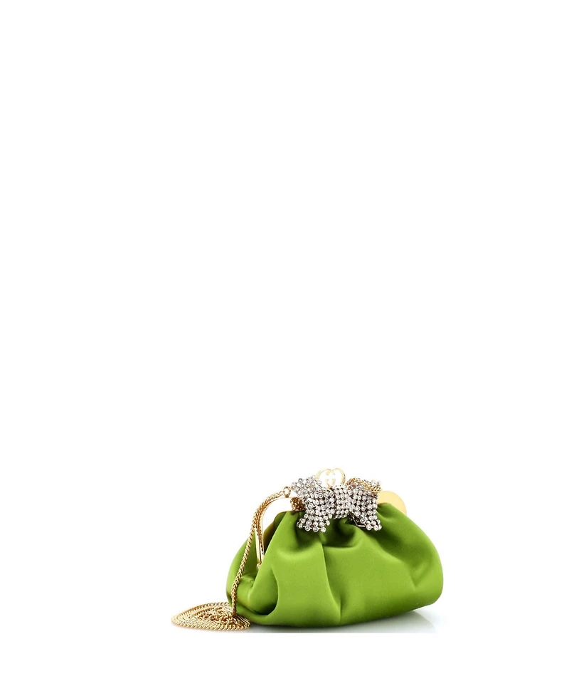 Pre-Owned Gucci Crystal Bow Chain Clutch Satin
