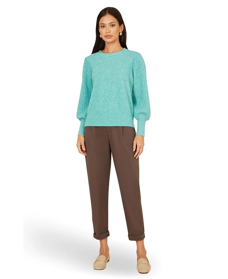 Yumi Women's Knitted Balloon Sleeve Jumper