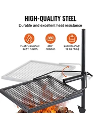 Cozito Swivel Campfire Grill, 26.6 x 16 x 28 inches Steel Grate with Adjustable Height