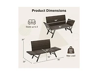 Lucky One 2-Person Convertible Patio Sofa Rattan Daybed with Adjustable Armrests