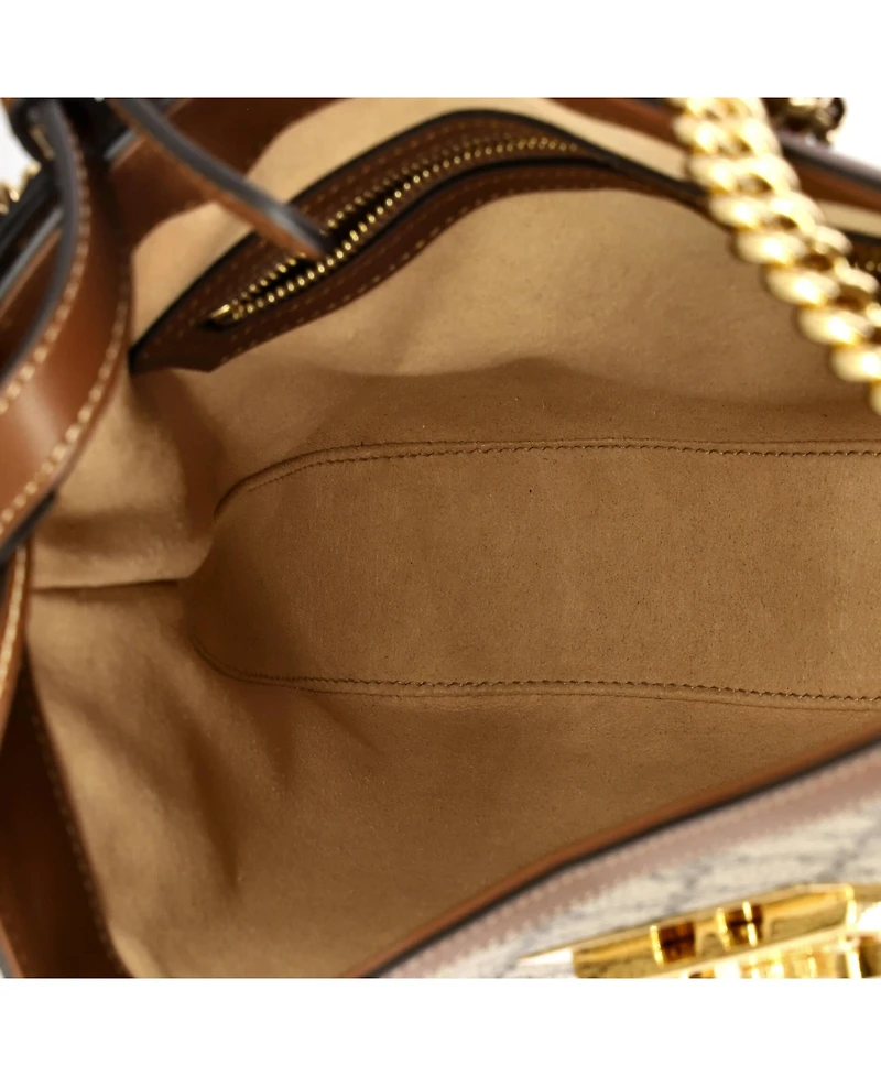 Pre-Owned Gucci Medium Padlock Chain Shoulder Bag Gg Coated Canvas with Leather