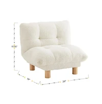 Buzz & Bloom Upholstered Cushioned Kids Chair with Tufted Seat and Back, Wood Legs