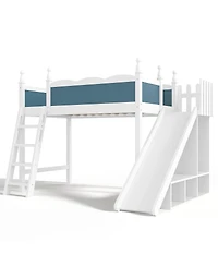 Streamdale Furniture Loft Bed with Storage, Wardrobe, and Slide, Solid Wood