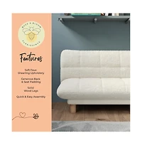 Buzz & Bloom Upholstered Cushioned Kids Couch with Tufted Seat and Back, Wood Legs