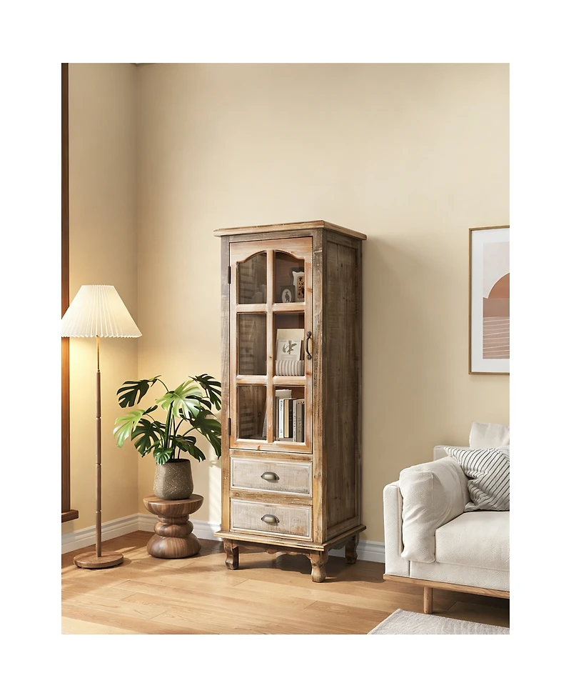 Streamdale Furniture Rustic Wooden Storage Cabinet with Cutout Door and 3 Drawers