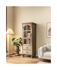 Streamdale Furniture Rustic Wooden Storage Cabinet with Cutout Door and 3 Drawers