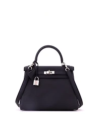 Pre-Owned HERMES Kelly 25 Handbag Black Togo with Palladium Hardware