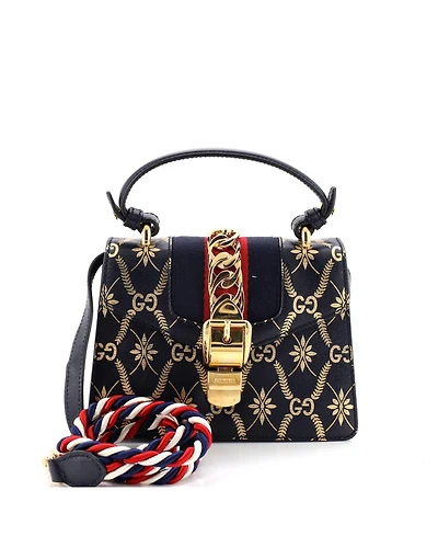 Pre-Owned Gucci Mini Sylvie Top Handle Bag Printed Leather