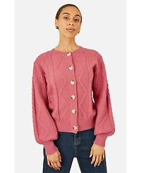 Yumi Women's Relaxed Fit Cable Cardigan
