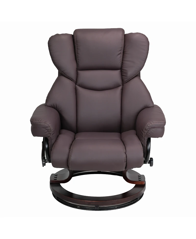 Streamdale Furniture 8 Point Heated Massage Recliner with Ottoman and Bent Wood Base