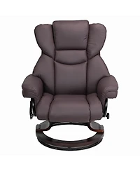 Streamdale Furniture 8 Point Heated Massage Recliner with Ottoman and Bent Wood Base