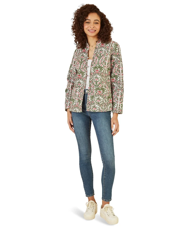 Yumi Women's Long Sleeve Reversible Quilted Jacket