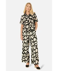 Yumi Women's Short Sleeve Printed Relaxed Fit Shirt