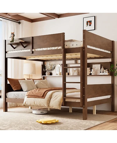 Streamdale Furniture Solid Wood Bunk Bed with Storage Shelves
