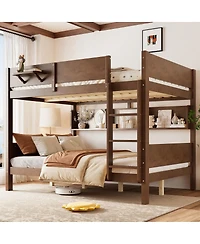 Streamdale Furniture Solid Wood Bunk Bed with Storage Shelves