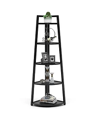 Slickblue 5 Tier Corner Shelf 70 Inch Tall Ladder Bookshelf for Small Spaces