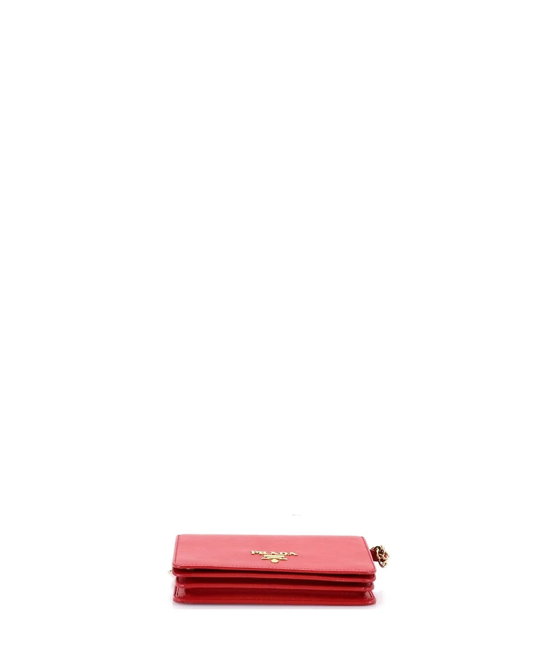 Pre-Owned Prada Chain Wallet Crossbody Saffiano Leather