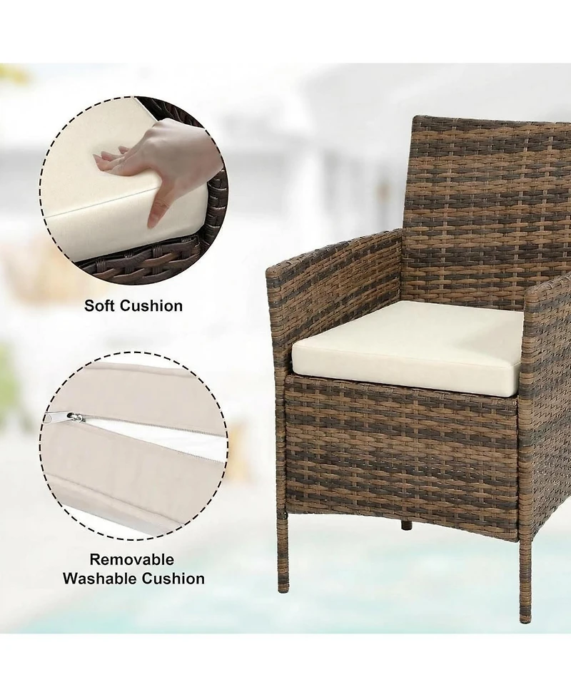 gaomon 3-Piece Wicker Bistro Set with Glass Table