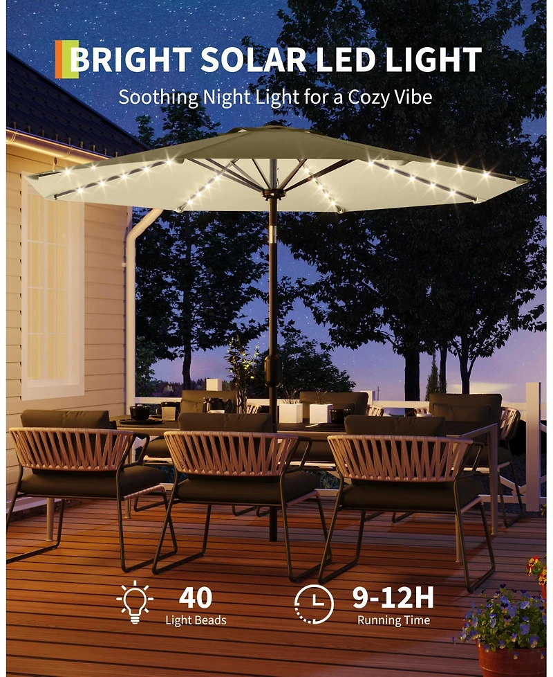 gaomon 10feet Outdoor Patio Umbrella, Table Umbrella with Solar Lights for Yard