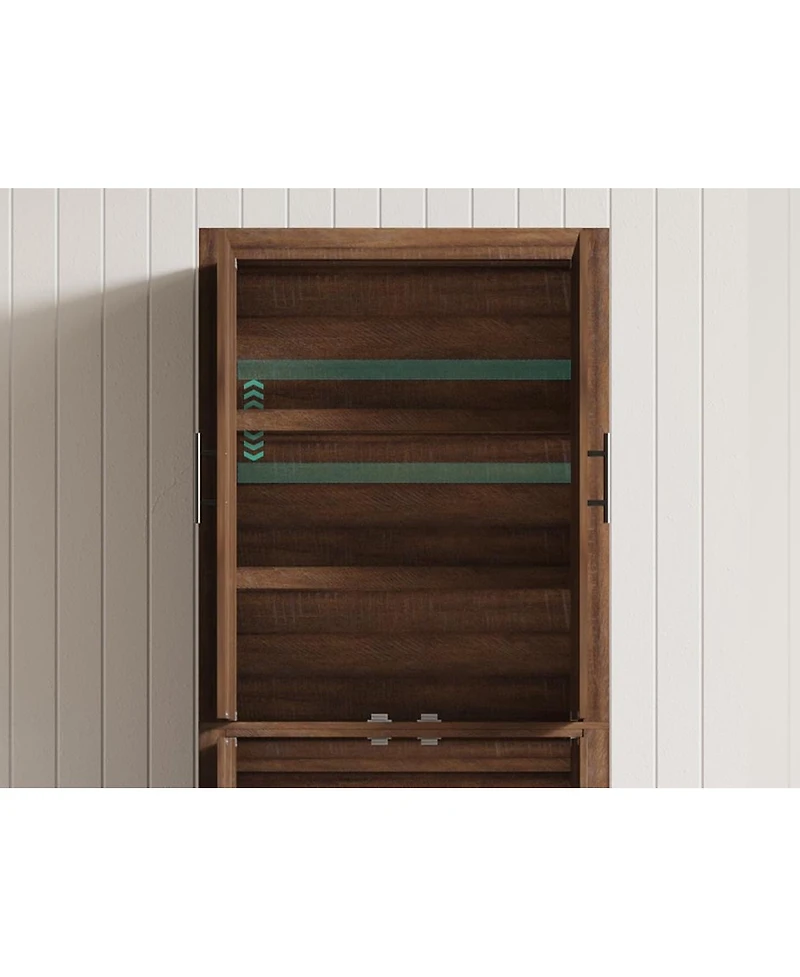 gaomon Tall Wooden Kitchen Pantry Cabinet, Farmhouse 4-Magnetic Door Freestanding Food Storage Cupboard Pantry Cabinet with Adjustable Shelves