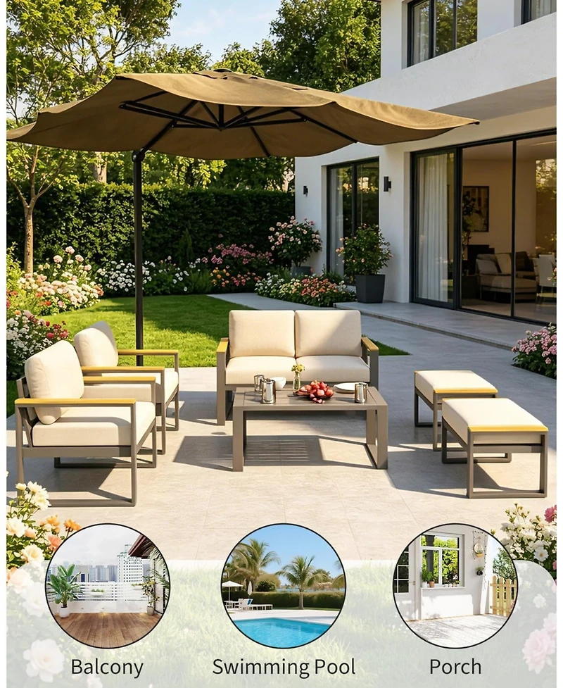 gaomon All-Weather Indoor/ Outdoor Single Sofa Armchair Set of 2 for Balcony, Garden, Deck, Living Room