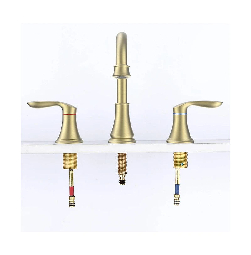 Phying 2-Handle 8 inch Widespread Bathroom Sink Faucet Brushed Lavatory Faucet 3 Hole 360degree(s) Swivel Spout Vanity Sink Basin Faucets