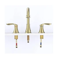 Phying 2-Handle 8 inch Widespread Bathroom Sink Faucet Brushed Lavatory Faucet 3 Hole 360degree(s) Swivel Spout Vanity Sink Basin Faucets
