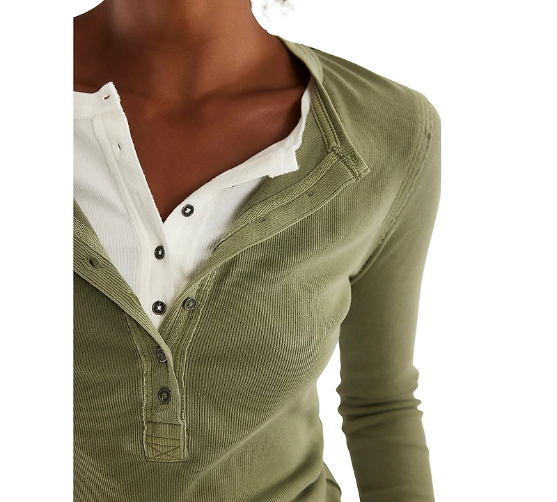 Free People Women's Long-Sleeve Henley Top