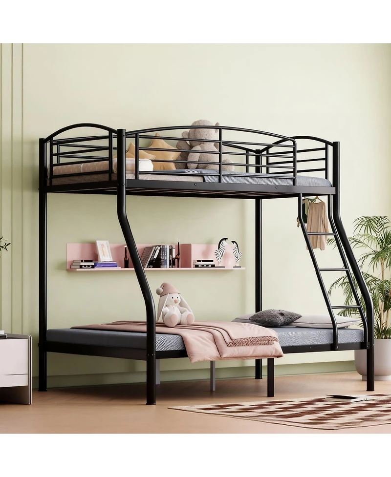 homfan Heavy Duty Space-Saving Metal Bunk Bed, Smooth Rounded Edges, Secure Ladder and Guardrail, Ideas for Dorms Small Bedrooms