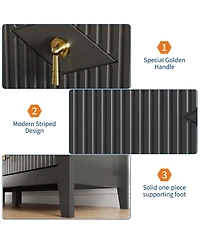 homfan Fluted 6-Drawer Dresser Chest with Metal Handles, 47.2" Wide Wood-Look Storage Organizer for Bedroom, Living Room, Hallway