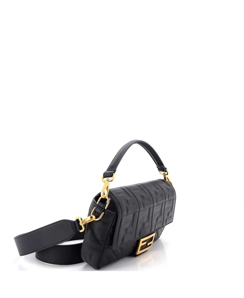 Pre-Owned Fendi Medium Baguette Nm Bag Zucca Embossed Leather