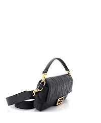 Pre-Owned Fendi Medium Baguette Nm Bag Zucca Embossed Leather