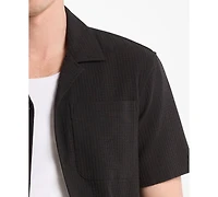 Michael Kors Men's Cotton Waffle Camp Collar Shirt
