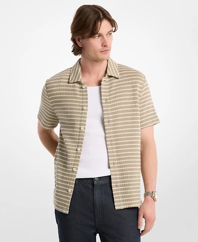 Michael Kors Men's Pointelle Stripe Short-Sleeve Shirt