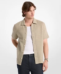 Michael Kors Men's Pointelle Stripe Short-Sleeve Shirt