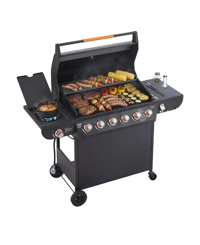 Streamdale Furniture 6-Burner Stainless Steel Propane Gas Bbq Grill with Side Burner