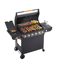 Streamdale Furniture 6-Burner Stainless Steel Propane Gas Bbq Grill with Side Burner