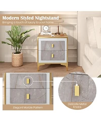 Slickblue Modern Nightstand with 2 Pull-Out Drawers for Bedroom or Living Space