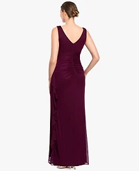 B&A By Betsy and Adam Petite Ruffle Side Cowl Neck Ball Gown
