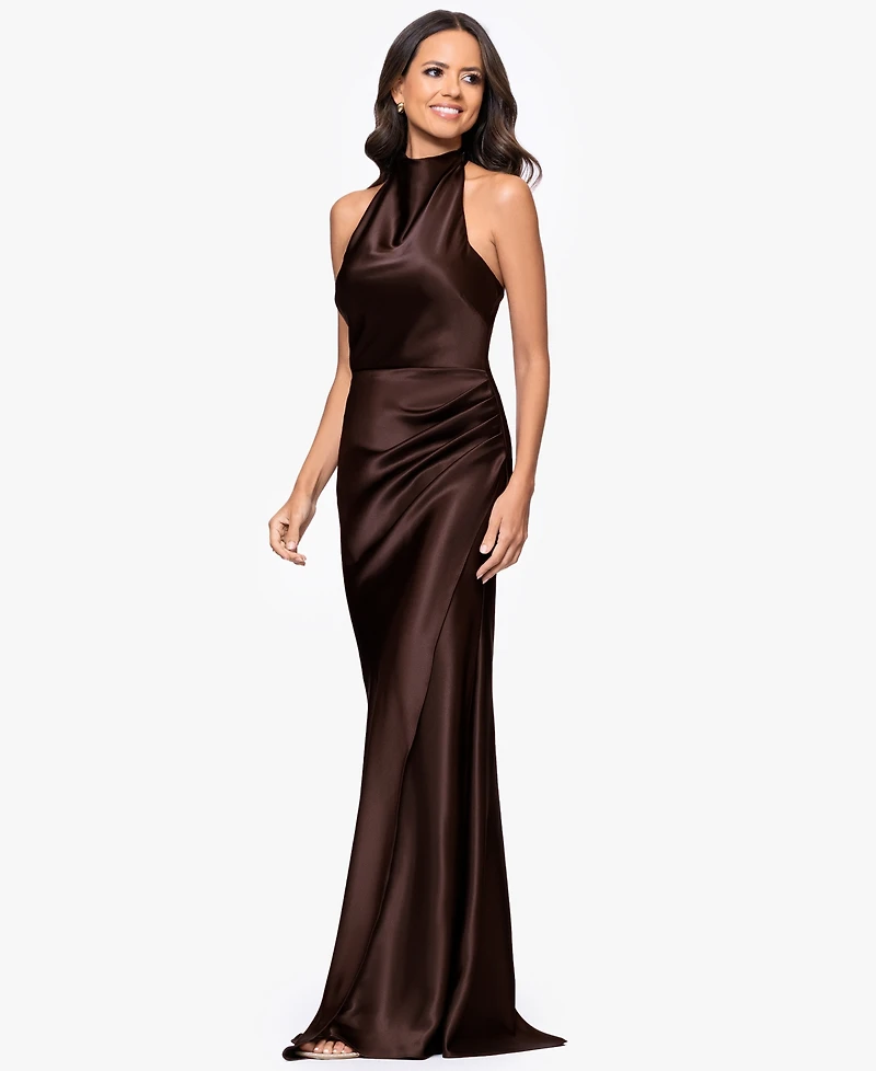 Betsy & Adam Petite Long Halter Dress