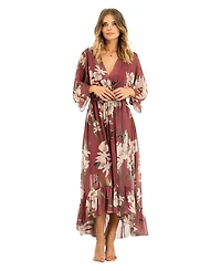 Yumi Women's Floral Print Midi Wrap Dress