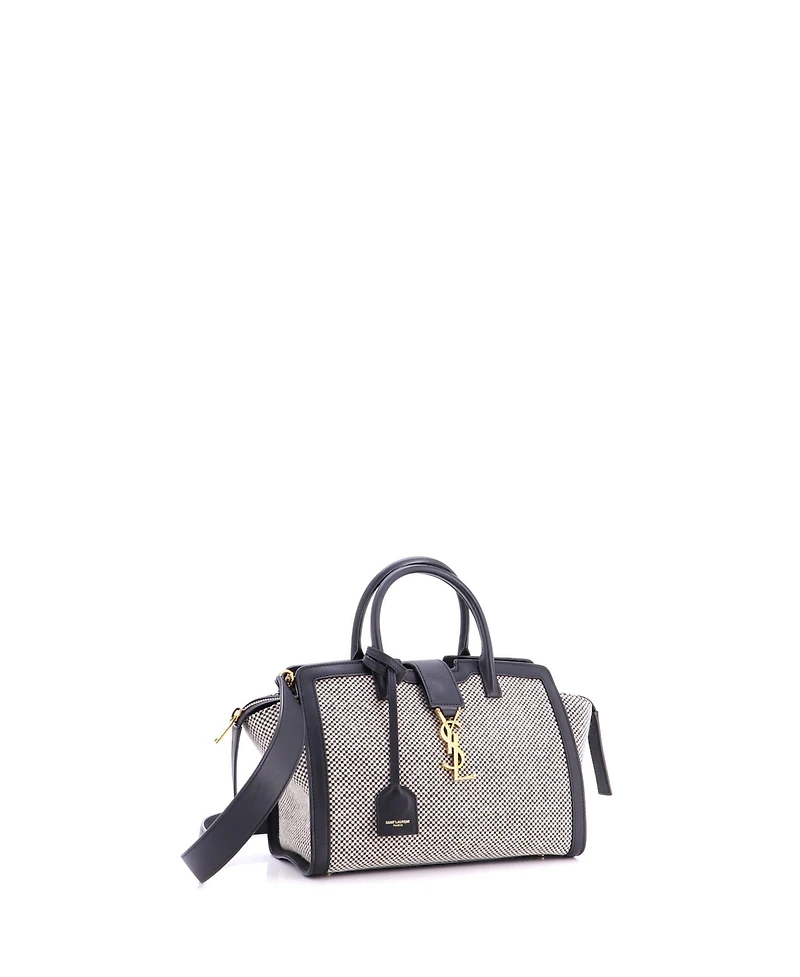 Pre-Owned Saint Laurent Baby Monogram Cabas Downtown Tweed and Leather