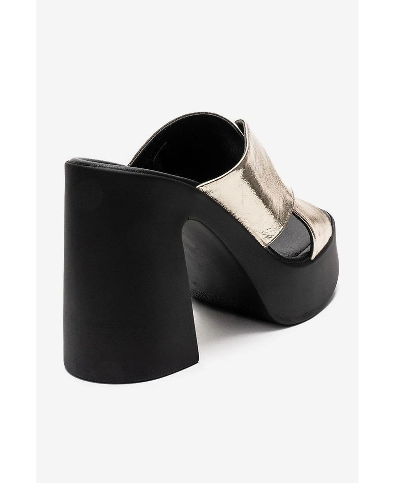 Forever & Always Shoes Women's Essenza Leather Platform Block Heel Sandal
