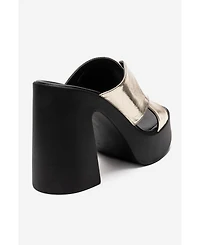 Forever & Always Shoes Women's Essenza Leather Platform Block Heel Sandal