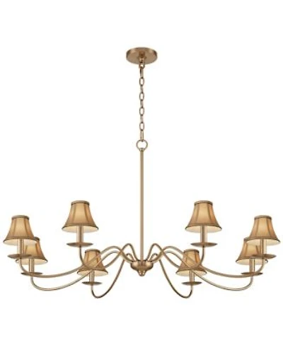Franklin Iron Works Marinec 42inch Wide Soft Gold 8-Light Chandelier with Tan Shades