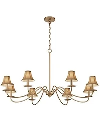 Franklin Iron Works Marinec 42inch Wide Soft Gold 8-Light Chandelier with Tan Shades