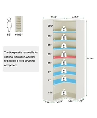 Slickblue L Shaped Corner Bookcase with 9 Tier Storage and Display Shelves