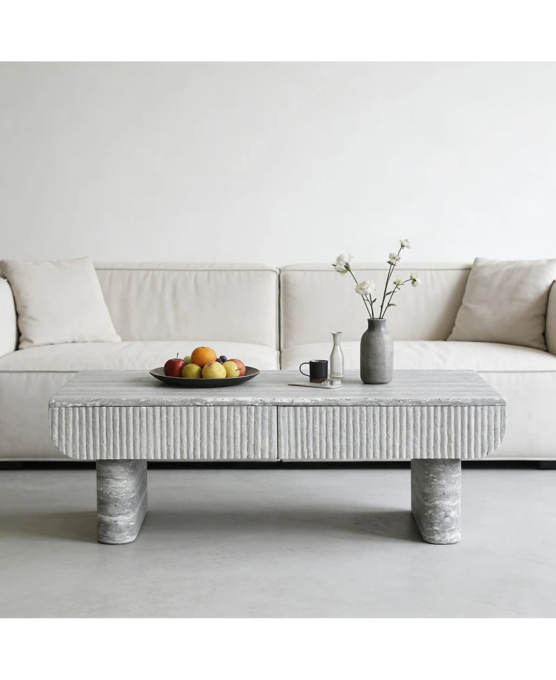 Streamdale Furniture Fluted Mid-Century Modern Coffee Table