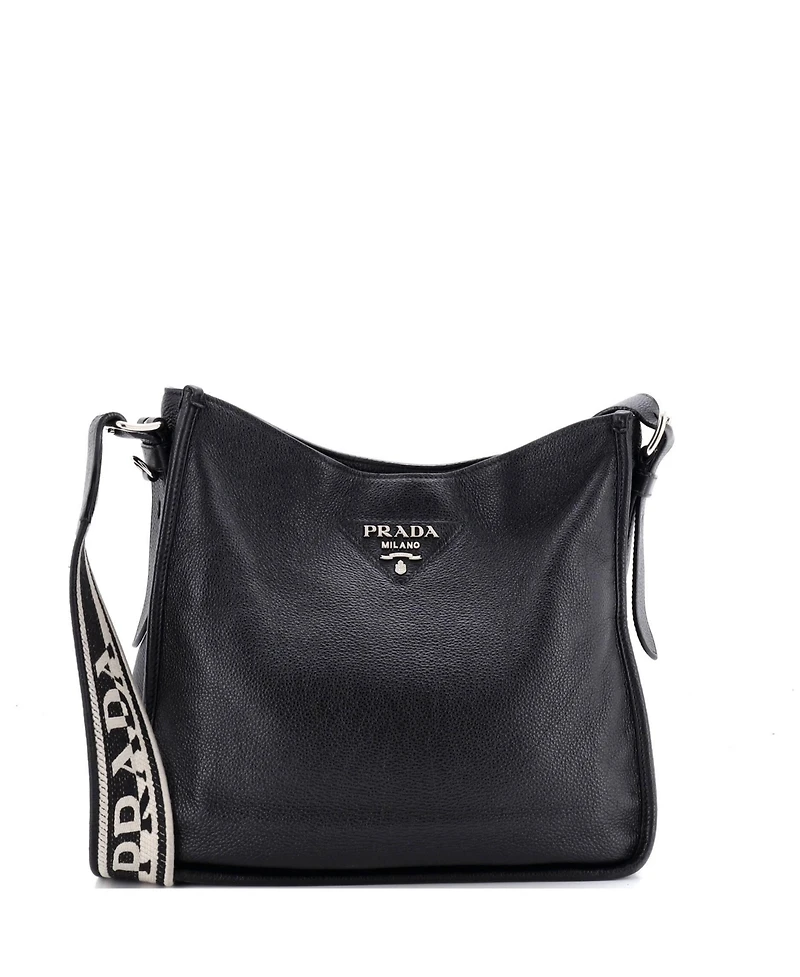 Pre-Owned Prada Medium Logo Strap Crossbody Bag Vitello Daino